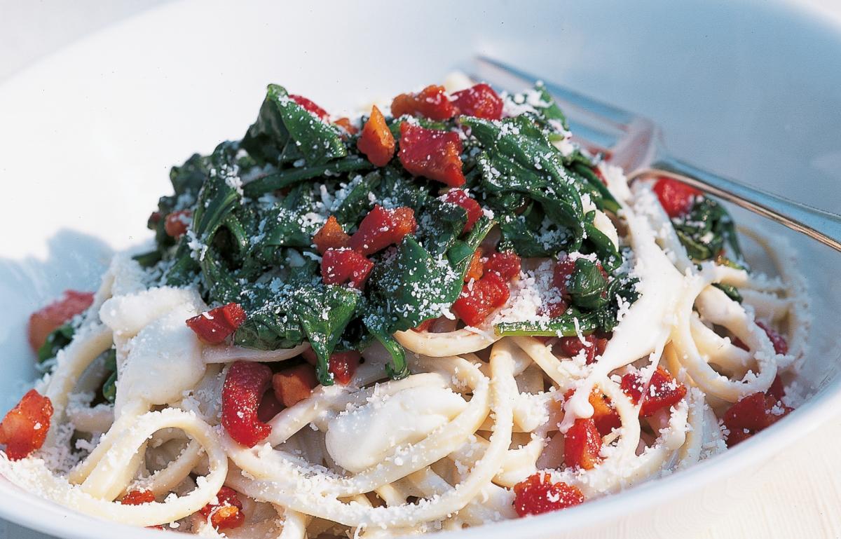 Gorgonzola Pasta with Leek, Pancetta & Mushrooms
