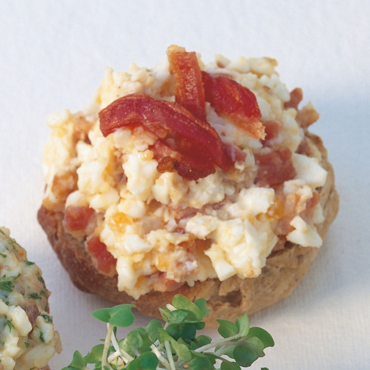 Htc open faced egg and bacon sandwiches