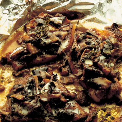 A picture of Delia's Pork Chops Baked with Wild Mushrooms and Creme Fraiche recipe