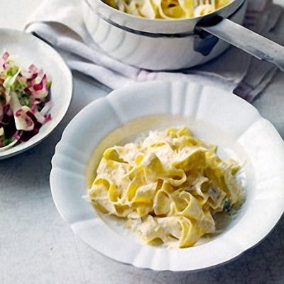 A picture of Delia's Pasta with Three Cheeses served with Shaved Fennel Salad recipe