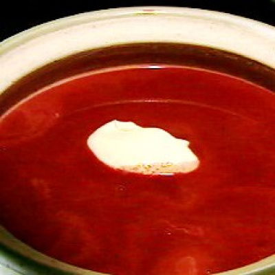 A picture of Delia's Polish Beetroot Soup with Black Rye Croutons recipe